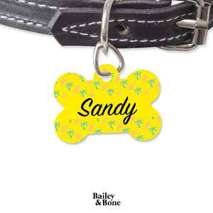 Bailey And Bone Pet Tag Bone Yellow Beach Palms Pet Tag