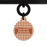 Bailey And Bone Pet Tag Brown And Beige Houndstooth Pet Tag