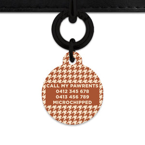 Bailey And Bone Pet Tag Brown And Beige Houndstooth Pet Tag