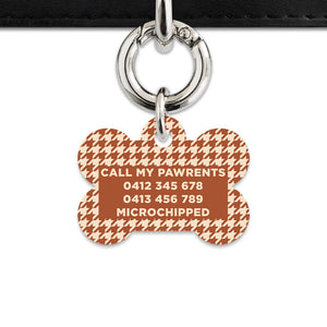 Bailey And Bone Pet Tag Brown And Beige Houndstooth Pet Tag