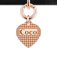 Bailey And Bone Pet Tag Brown And Beige Houndstooth Pet Tag