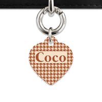 Bailey And Bone Pet Tag Brown And Beige Houndstooth Pet Tag