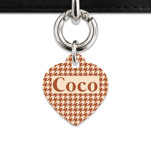 Bailey And Bone Pet Tag Brown And Beige Houndstooth Pet Tag