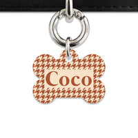 Bailey And Bone Pet Tag Brown And Beige Houndstooth Pet Tag