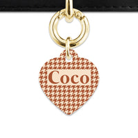 Bailey And Bone Pet Tag Brown And Beige Houndstooth Pet Tag