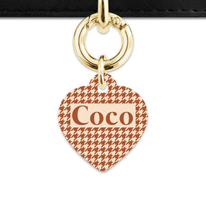 Bailey And Bone Pet Tag Brown And Beige Houndstooth Pet Tag
