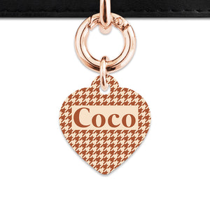 Bailey And Bone Pet Tag Brown And Beige Houndstooth Pet Tag