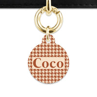Bailey And Bone Pet Tag Brown And Beige Houndstooth Pet Tag