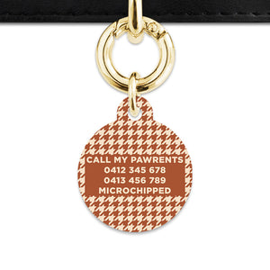 Bailey And Bone Pet Tag Brown And Beige Houndstooth Pet Tag