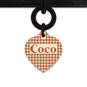 Bailey And Bone Pet Tag Brown And Beige Houndstooth Pet Tag