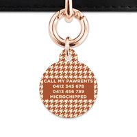 Bailey And Bone Pet Tag Brown And Beige Houndstooth Pet Tag