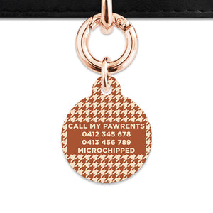 Bailey And Bone Pet Tag Brown And Beige Houndstooth Pet Tag
