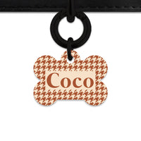 Bailey And Bone Pet Tag Brown And Beige Houndstooth Pet Tag