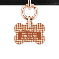 Bailey And Bone Pet Tag Brown And Beige Houndstooth Pet Tag