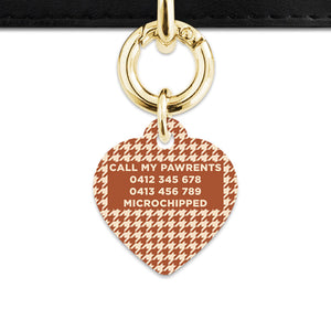 Bailey And Bone Pet Tag Brown And Beige Houndstooth Pet Tag