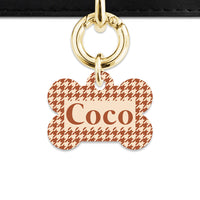 Bailey And Bone Pet Tag Brown And Beige Houndstooth Pet Tag