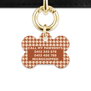 Bailey And Bone Pet Tag Brown And Beige Houndstooth Pet Tag