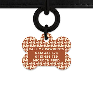 Bailey And Bone Pet Tag Brown And Beige Houndstooth Pet Tag
