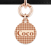 Bailey And Bone Pet Tag Brown And Beige Houndstooth Pet Tag