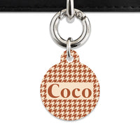 Bailey And Bone Pet Tag Brown And Beige Houndstooth Pet Tag