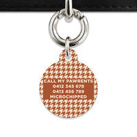 Bailey And Bone Pet Tag Brown And Beige Houndstooth Pet Tag