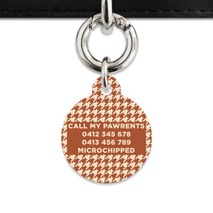 Bailey And Bone Pet Tag Brown And Beige Houndstooth Pet Tag