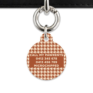 Bailey And Bone Pet Tag Brown And Beige Houndstooth Pet Tag
