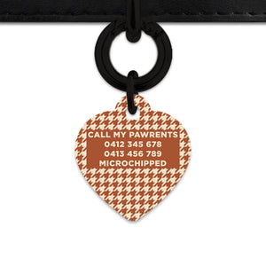 Bailey And Bone Pet Tag Brown And Beige Houndstooth Pet Tag