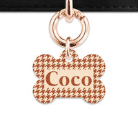 Bailey And Bone Pet Tag Brown And Beige Houndstooth Pet Tag