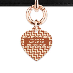 Bailey And Bone Pet Tag Brown And Beige Houndstooth Pet Tag