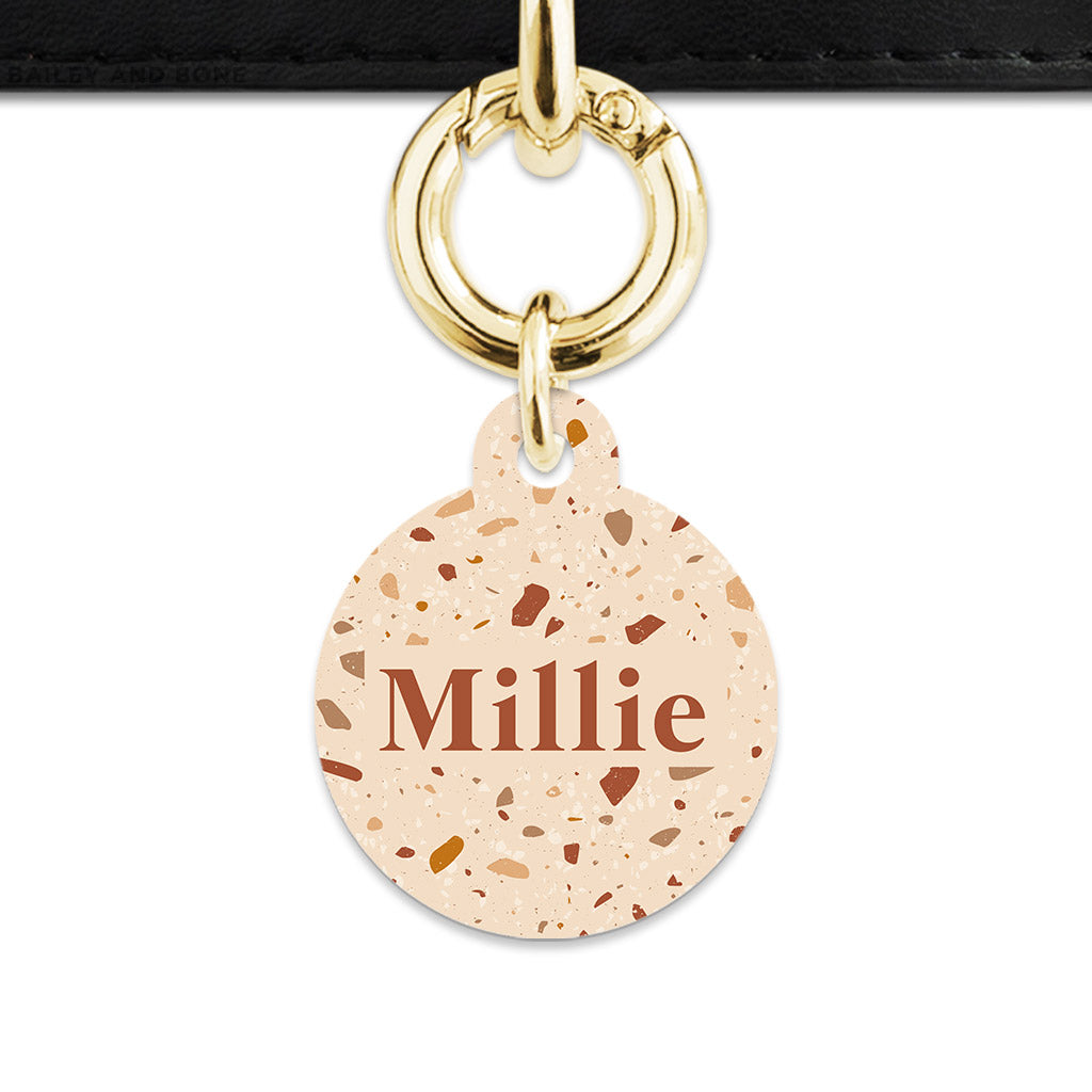 Bailey And Bone Pet Tag Brown And Beige Terrazzo Pet Tag