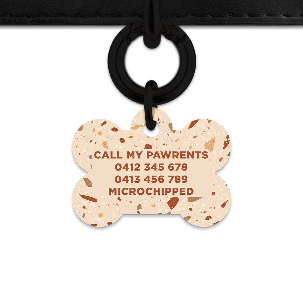 Bailey And Bone Pet Tag Brown And Beige Terrazzo Pet Tag