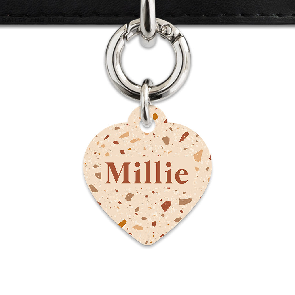 Bailey And Bone Pet Tag Brown And Beige Terrazzo Pet Tag