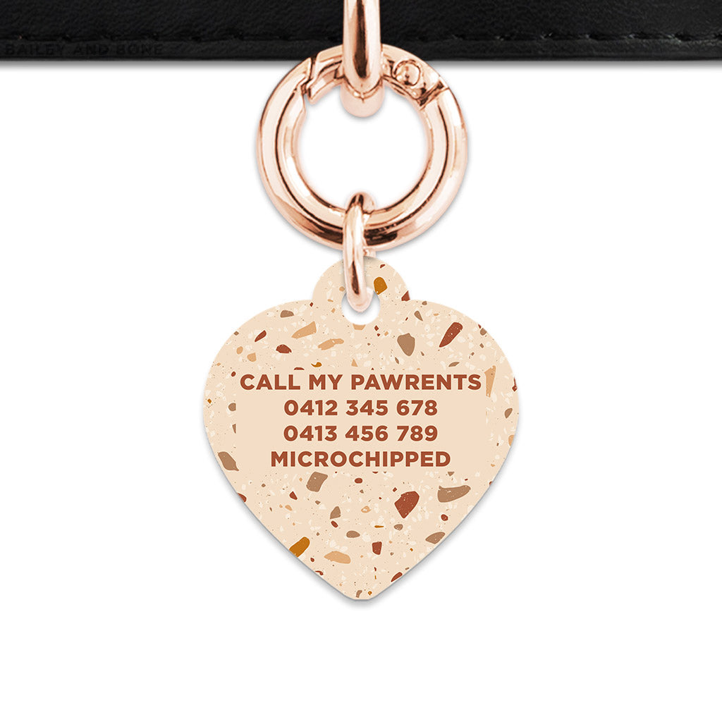 Bailey And Bone Pet Tag Brown And Beige Terrazzo Pet Tag