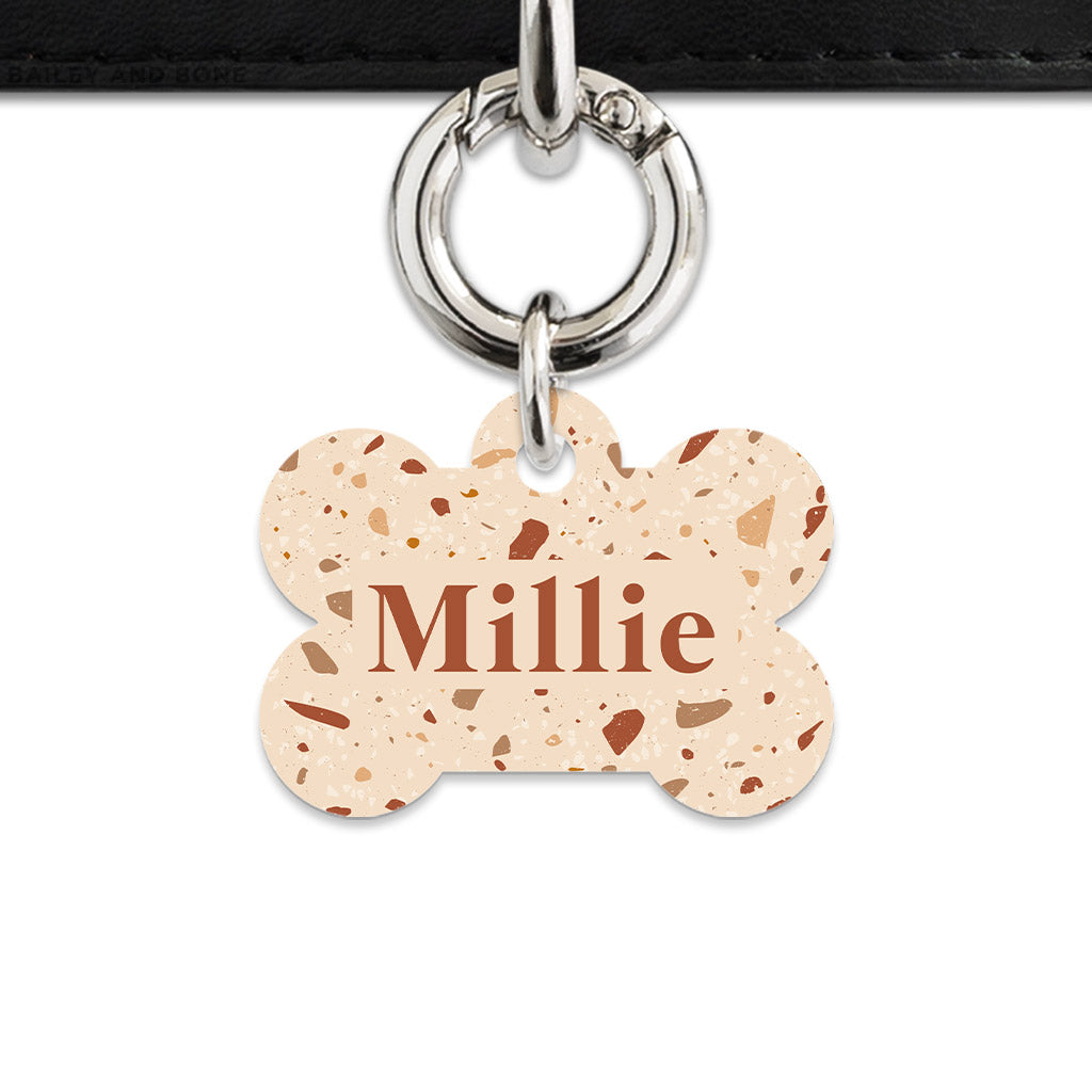 Bailey And Bone Pet Tag Brown And Beige Terrazzo Pet Tag