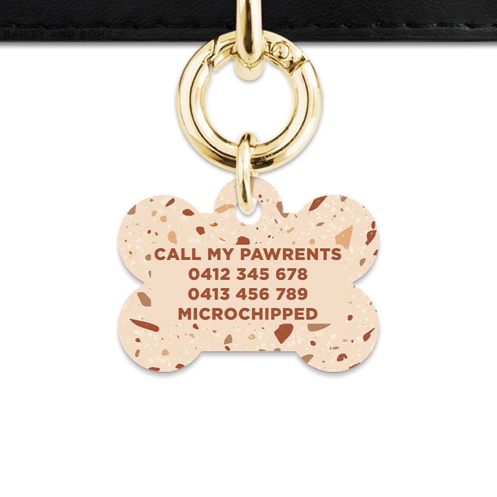 Bailey And Bone Pet Tag Brown And Beige Terrazzo Pet Tag