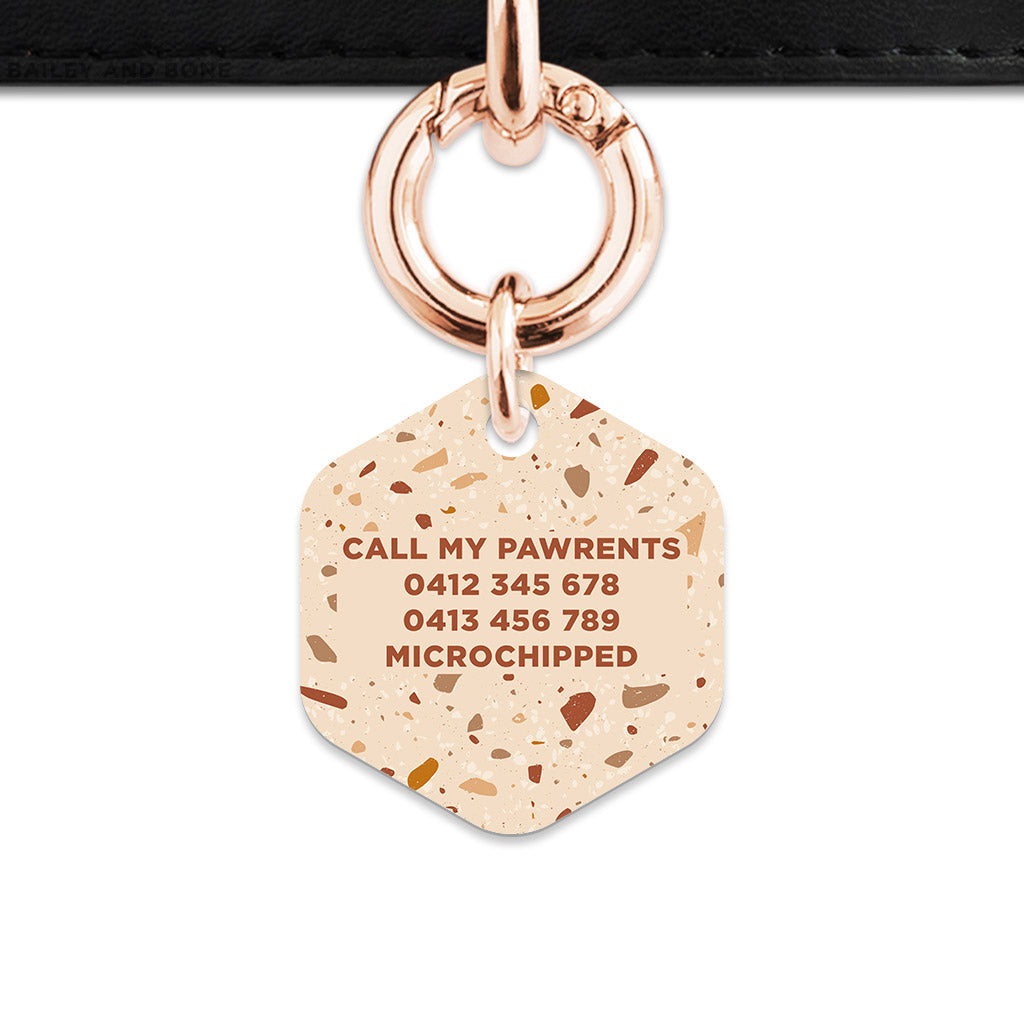 Bailey And Bone Pet Tag Brown And Beige Terrazzo Pet Tag