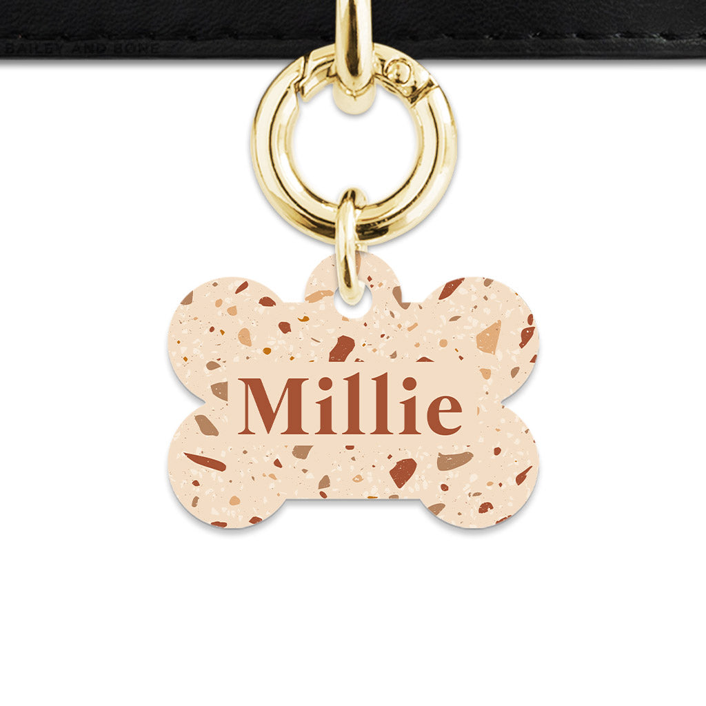 Bailey And Bone Pet Tag Brown And Beige Terrazzo Pet Tag