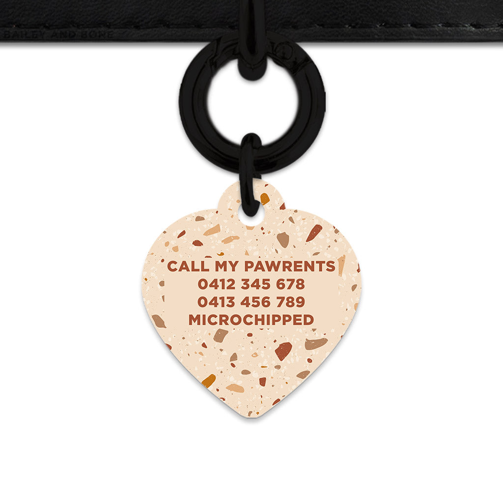 Bailey And Bone Pet Tag Brown And Beige Terrazzo Pet Tag