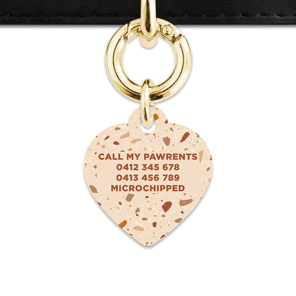 Bailey And Bone Pet Tag Brown And Beige Terrazzo Pet Tag