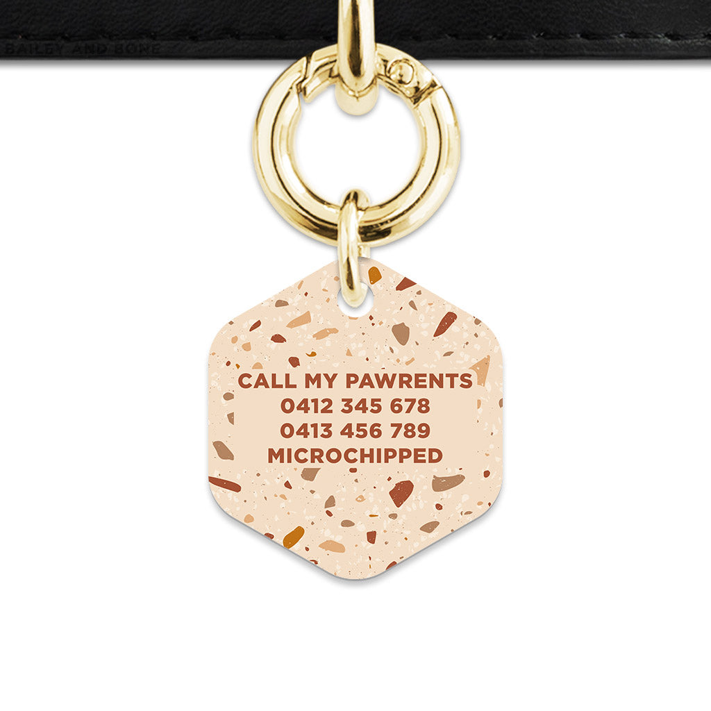 Bailey And Bone Pet Tag Brown And Beige Terrazzo Pet Tag