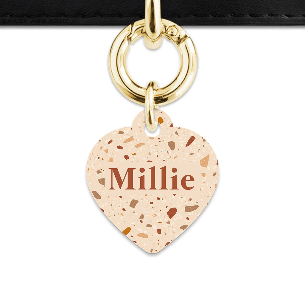 Bailey And Bone Pet Tag Brown And Beige Terrazzo Pet Tag