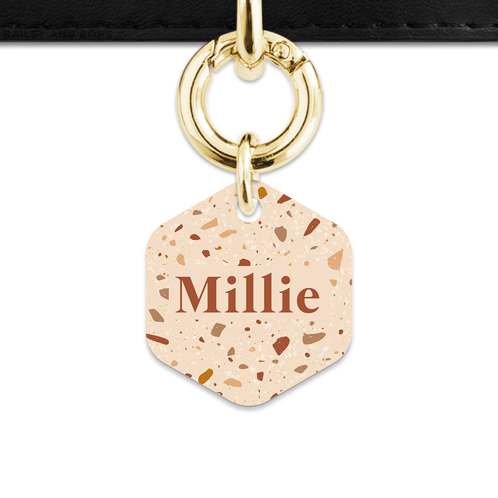 Bailey And Bone Pet Tag Brown And Beige Terrazzo Pet Tag