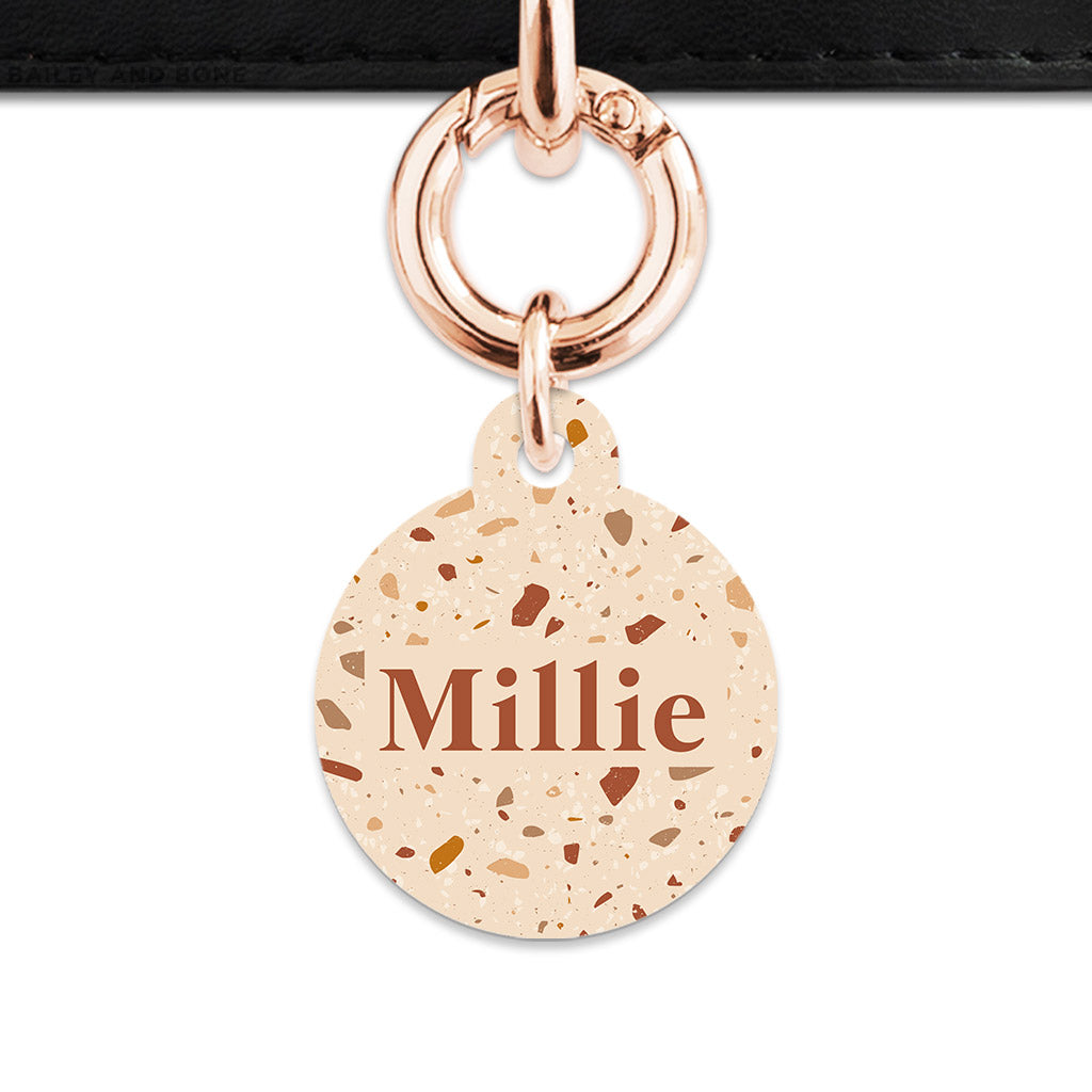 Bailey And Bone Pet Tag Brown And Beige Terrazzo Pet Tag