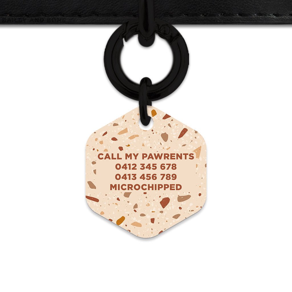 Bailey And Bone Pet Tag Brown And Beige Terrazzo Pet Tag