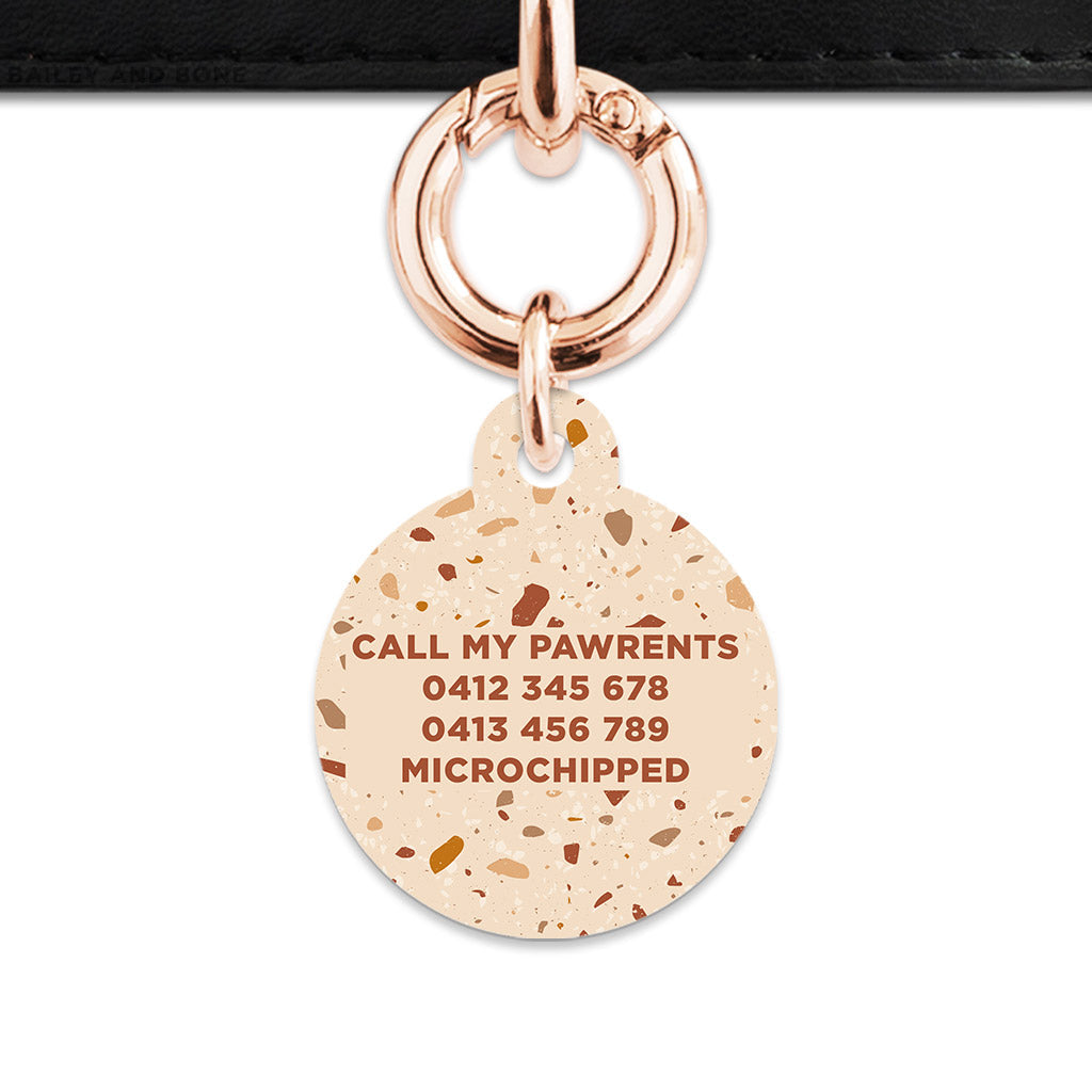 Bailey And Bone Pet Tag Brown And Beige Terrazzo Pet Tag