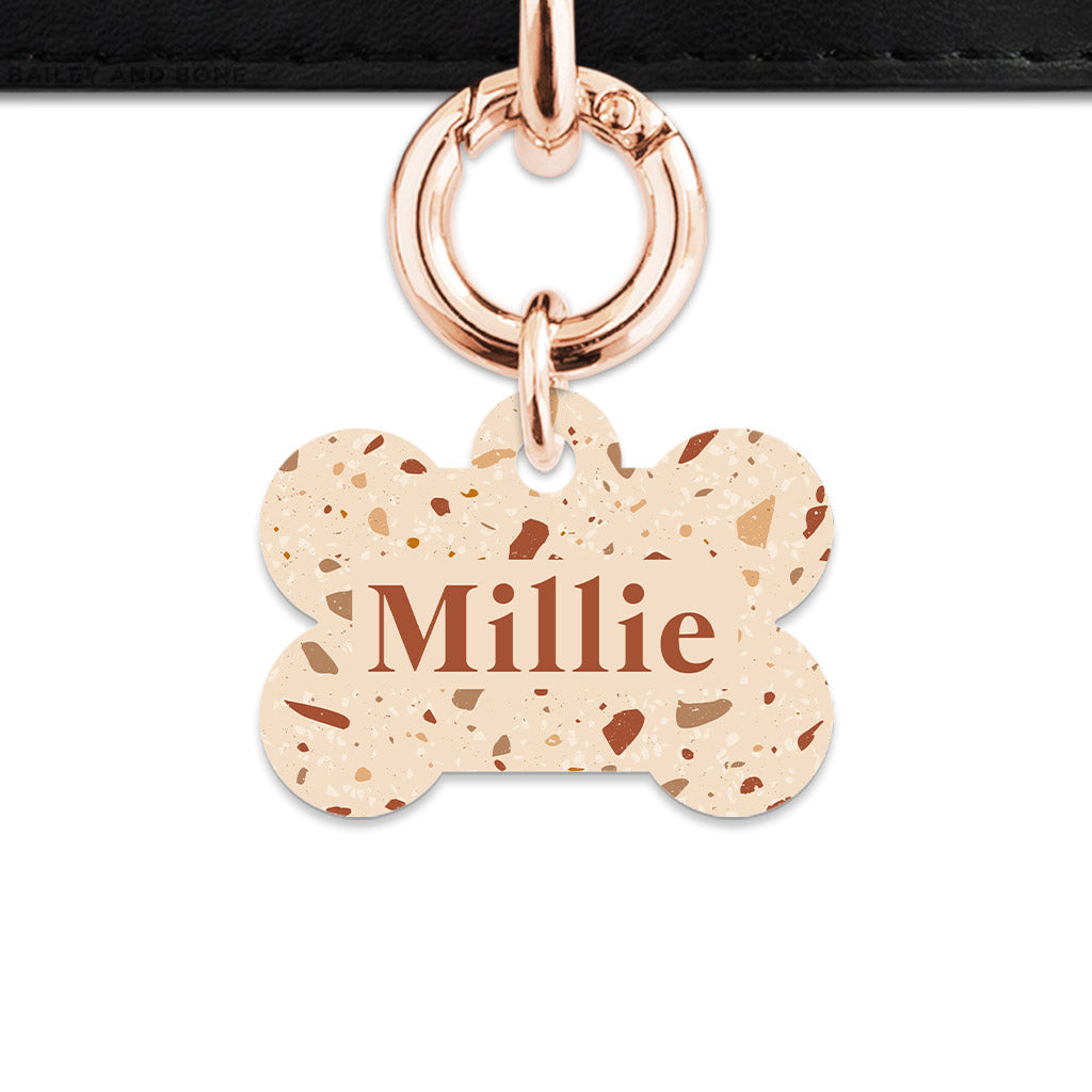 Bailey And Bone Pet Tag Brown And Beige Terrazzo Pet Tag