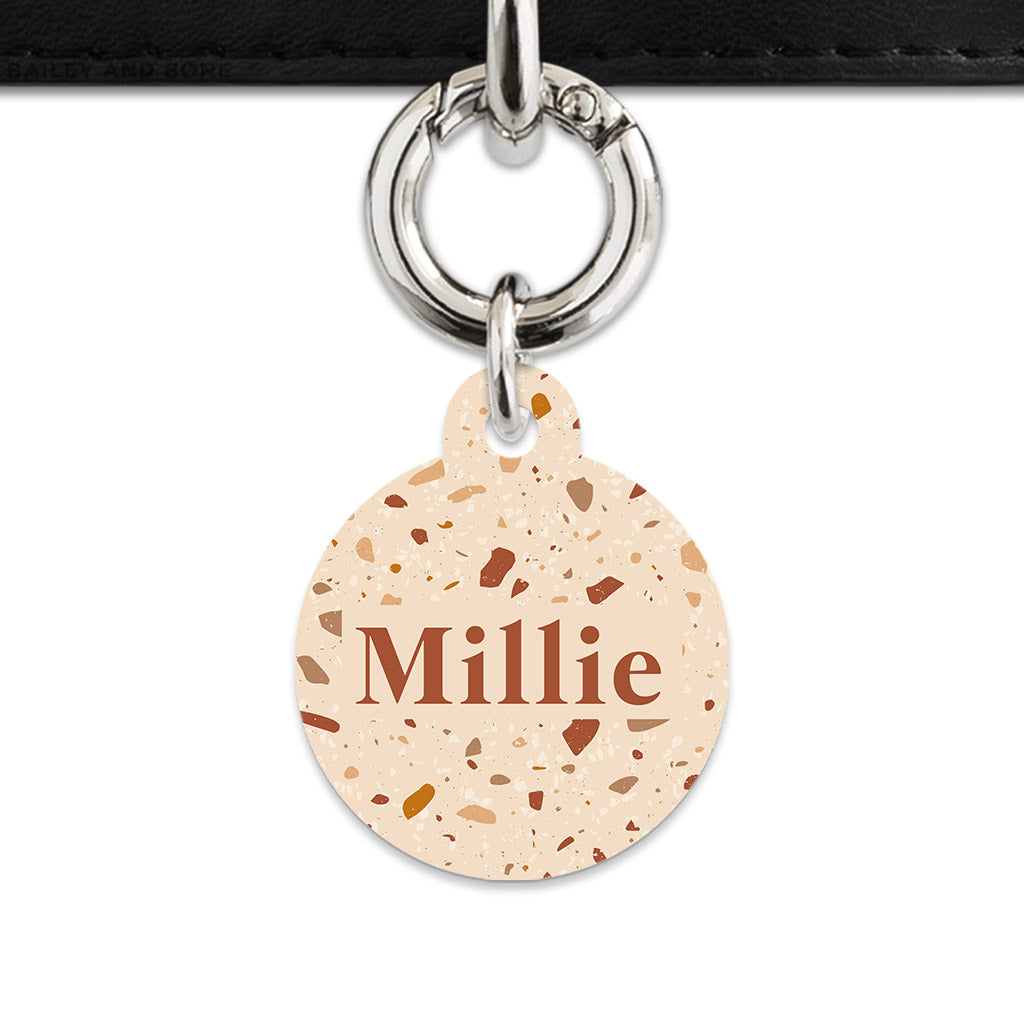 Bailey And Bone Pet Tag Brown And Beige Terrazzo Pet Tag