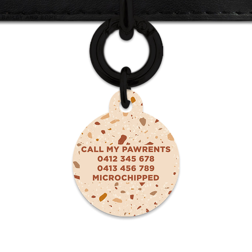 Bailey And Bone Pet Tag Brown And Beige Terrazzo Pet Tag