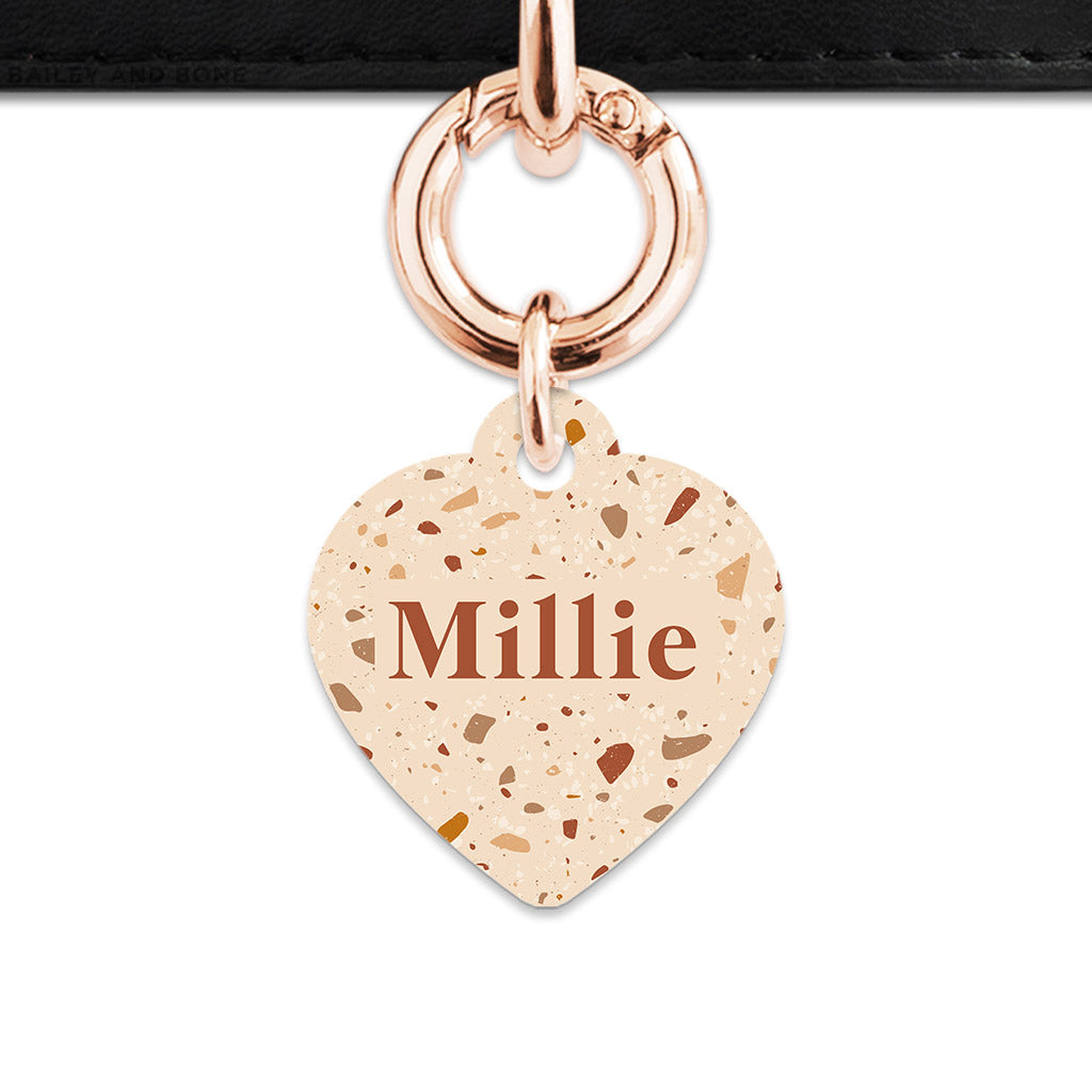 Bailey And Bone Pet Tag Brown And Beige Terrazzo Pet Tag